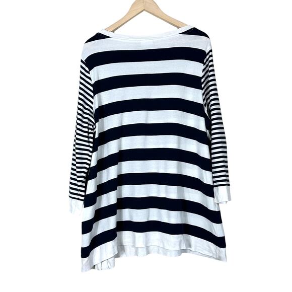 J. Jill Tunic Top Womens XL Navy White Stripe Organic Cotton Nautical Coastal - Picture 5 of 7